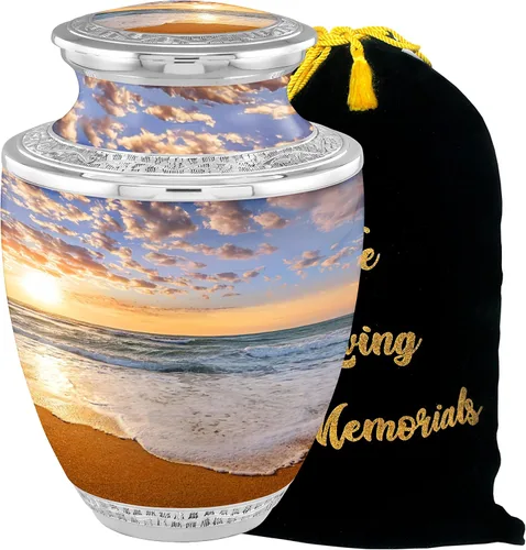 Miniatura 12 de Urnas de Cremación Personalizadas con Medallón Estético de Playa para Cenizas de Adultos Hombre Mujer - Urnas de Entierro de 200 libras para Cenizas