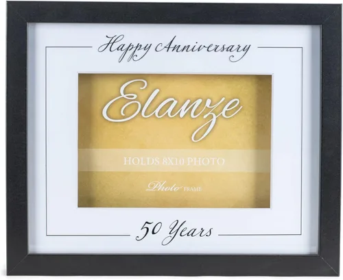 Elanze Designs Happy Anniversary 50 Years - Marco de fotos de madera mate (8 x 10 pulgadas), color negro