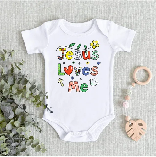 Miniatura 5 de TripleBDesigns Jesus Loves Me Christian Bautism Religious - Body para bebé recién nacido