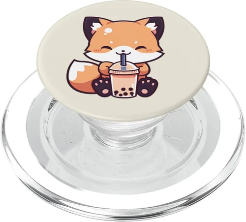 Miniatura 8 de Lindo Fox Drink Boba Milk Tea Kawaii Anime Fox Bubble Tea PopSockets Intercambiable PopGrip