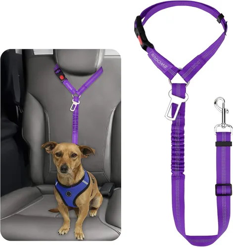 Miniatura 17 de BWOGUE Arnés de cinturón de seguridad para mascotas, cinturón de seguridad ajustable para reposacabezas de coche, arnés de cinturón de seguridad