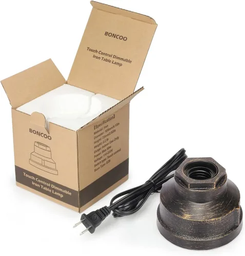 Miniatura 7 de Base de lámpara de mesa pequeña con control táctil, luz táctil industrial, base de bombilla Edison vintage, regulable para mesita de noche, luz