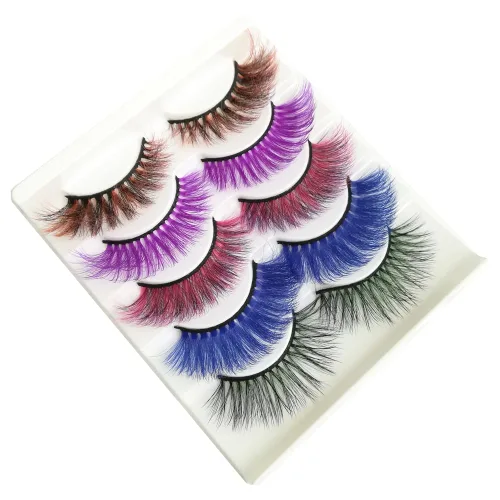 Miniatura 2 de Pestañas de colores para Halloween, Pascua, imitación de visón, pestañas postizas con color largas y dramáticas para fiesta, pestañas postizas