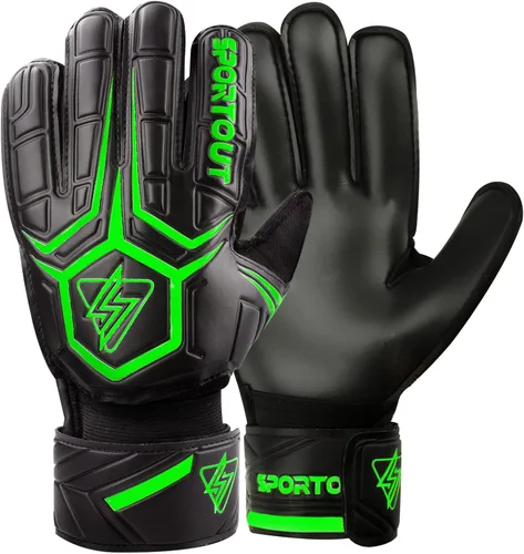 Miniatura 14 de Guantes de portero Sportout, guantes de portero con protección para los dedos, guantes de portero de fútbol transpirables, látex de 4 mm, para Verde
