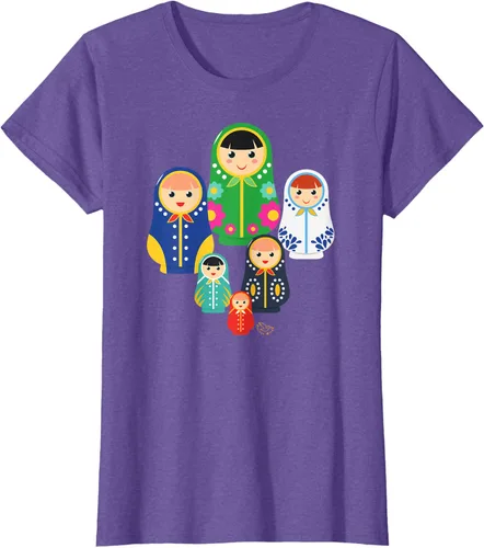 Miniatura 20 de Matryoshka Russian Nesting Dolls, Rusia - Camiseta de regalo, Azul / Patchwork, S
