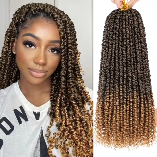 Miniatura 33 de Leeven Paquete de 8 paquetes de cabello de ganchillo pret wisted Passion Twist de 10 pulgadas, color negro natural, extensiones de cabello corto