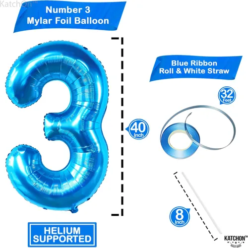 Miniatura 984 de KatchOn, Globo grande azul número 2 de 40 pulgadas Decoraciones de cumpleaños de Baby Shark para niño de 2 años Globo azul número 2 Globo