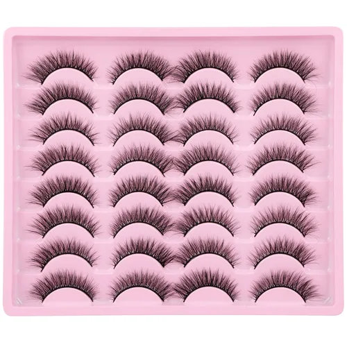 Miniatura 7 de Pestañas postizas de aspecto natural con efecto Wispy, pestañas falsas de 12mm cortas de visón sintético, pestañas postizas de ojo de gato, paquete
