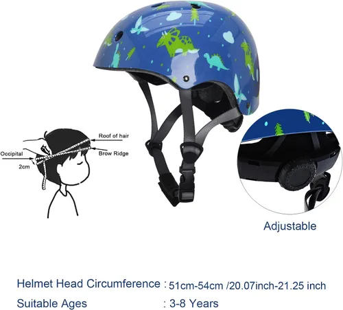 Miniatura 5 de Casco para niños con rodilleras, coderas y protectores de muñeca, equipo de protección para niños de 3 a 5-8 años para niños y niñas, apto para Azul