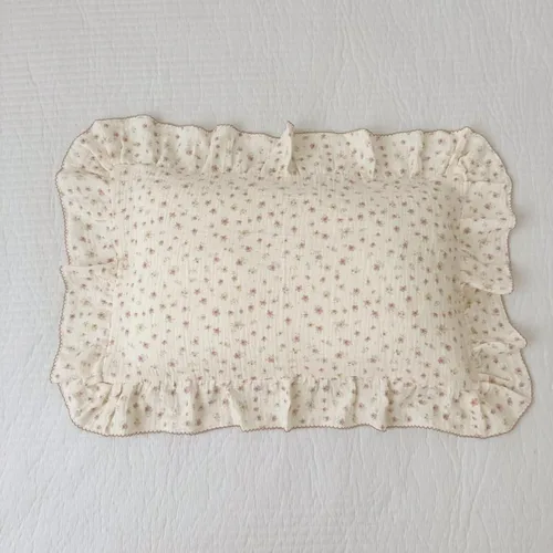 Miniatura 44 de BuLuTu Funda de almohada de algodón para niños pequeños, tamaño estándar, estampado de flores de Galsang, suave funda de almohada de viaje con borde