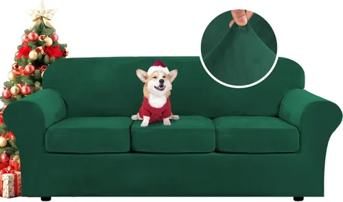 Miniatura 118 de H.VERSAILTEX Fundas de Sofá Elásticas de Terciopelo Real Suave de 3 Piezas Fundas de Sofá para Sofá de 2 Cojines Fundas de Loveseat con Ancho de Gris