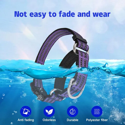 Miniatura 6 de Martingale - Collar para perro, collar reflectante de nailon ajustable con hebilla sin tirones, para perros pequeños, medianos y grandes (morado, L)