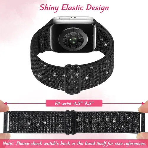 Miniatura 3 de Paquete de 3 bandas elásticas brillantes compatibles con Apple Watch Band de 1.99 pulgadas, 1.49 pulgadas, 1.57 pulgadas, 1.57 pulgadas, 1.61