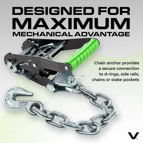 Miniatura 5 de VULCAN Amarre para automóvil con anclajes de cadena, estilo lazo, 2 pulgadas x 96 pulgadas, paquete de 4 unidades, alta visibilidad, carga