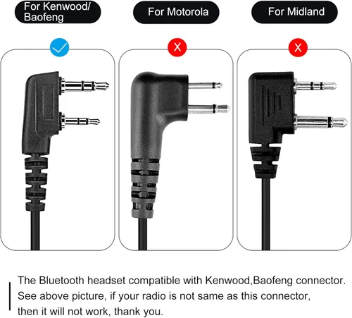 Miniatura 2 de Walkie Talkie - Auriculares Bluetooth con micrófono de cancelación de ruido, auricular inalámbrico de 2 pines con PTT de dedo compatible con radios