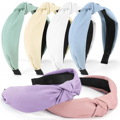 Miniatura 17 de DiyJibb Diademas para Mujeres y Niñas - 6 Piezas Diademas Elegantes con Nudo Superior - Diadema Anudada para Mujeres - Bandas para la Cabeza Anchas