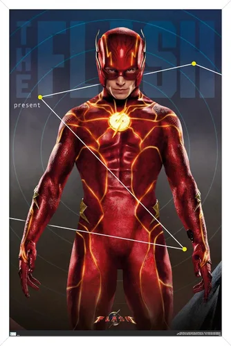Trends International DC Comics Movie The Flash - Póster tríptico de pared, 34 pulgadas de largo x 22.4 pulgadas, versión enmarcada en blanco
