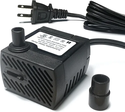 Bomba sumergible silenciosa para pecera, 80 GPH 2.6 pies, elevación, 4 W, 110 V, 2 clavijas, ajustable para acuario de 3-5 galones, fuente de