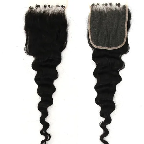 Miniatura 30 de Afro Kinky Curly 5x5 HD Cierre de encaje prearrancado con borde rizado de bebé 4B 4C, cierre de encaje HD de cabello humano transparente