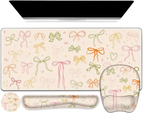Miniatura 9 de Alfombrilla de ratón grande 4 en 1, juego de reposamuñecas para teclado, alfombrilla de ratón ergonómica con soporte para la muñeca, alfombrilla