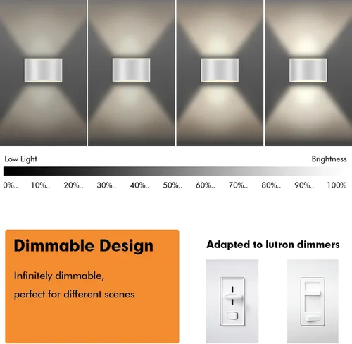 Miniatura 5 de Juego de dos apliques de pared Modernas luces LED de pared para interiores, luz de montaje en pared arriba y abajo, aluminio, cableado, regulable