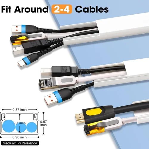 Miniatura 6 de Ocultador de cables, corrector de cables de TV de 157.5 pulgadas, corrector de cable para ocultar cables montados en la pared, cubiertas de alambre