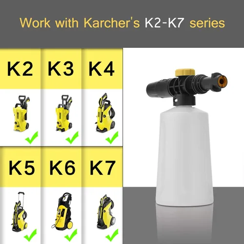 Miniatura 2 de FUNTECK Lanza de cañón de espuma compatible con lavadora a presión Karcher K2/K3/K4/K5/K6/K7, dispensador de jabón ajustable para limpieza