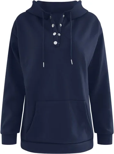 Miniatura 3 de Alalaso Mens Hoodies Pullover Snap Button Up Trendy Sweatshirt Fall Winter V Neck Tops Front Pocket Drawstring Warm Hoodie