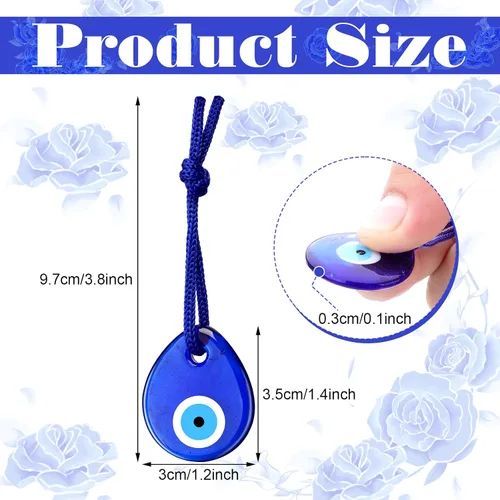 Miniatura 2 de 20 piezas de cuentas turcas azules con ojo malvado, dijes colgantes, cuentas de vidrio para manualidades, adorno de pared con cuerdas
