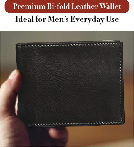 Miniatura 6 de Style n Craft Billetera plegable para hombre con solapa lateral en piel de grano completo, color negro, dimensiones (cerrada) 4-12"W X 3-12"H X 38" D