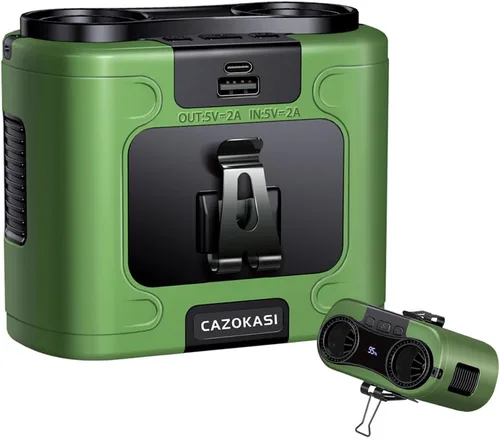 Miniatura 9 de CAZOKASI Ventilador personal con clip para la cintura, recargable, portátil, manos libres, para viajar, trabajar, al aire libre, oficina