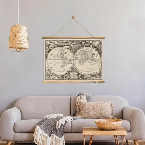 Miniatura 7 de XIAOAIKA Tapiz de Mapa del Viejo Mundo - Póster de Carta Náutica Vintage con Marco de Madera, Arte Clásico de Exploración Marítima, Colgante