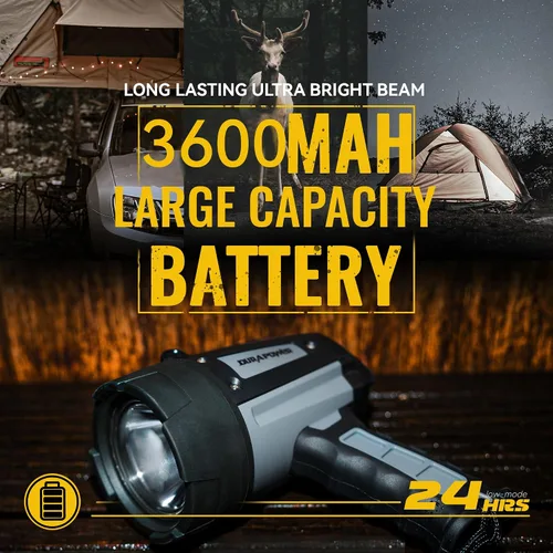 Miniatura 4 de Durapower Foco Recargable, Foco de Mano Super Brillante Impermeable IP68, Foco de Alta Potencia LED Portátil para Caza Marina, Barco, Camping