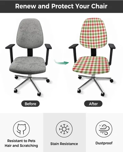 Miniatura 2 de Juego de 2 fundas elásticas para sillas de oficina y computadora, fundas elásticas para asiento de silla giratoria de escritorio, fundas protectoras