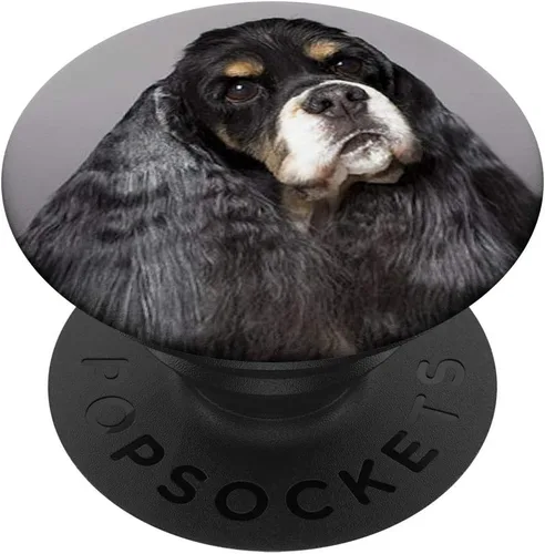 Cocker Spaniel - Accesorio para teléfono móvil (diseño de perro y canina, con soporte para teléfonos y tabletas), color blanco y negro