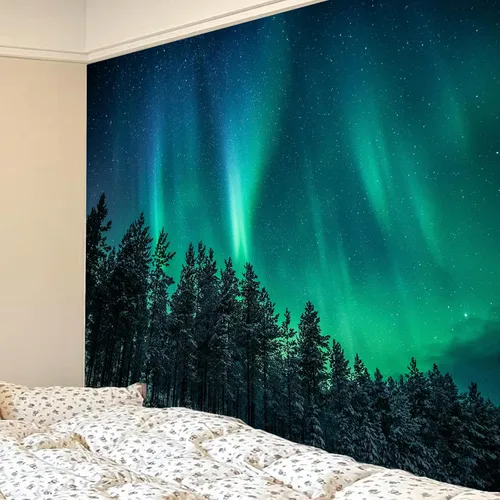 Miniatura 4 de Apdidl Tapiz de pared de bosque para dormitorio, estético, naturaleza, espacio exterior, galaxia, noche estrellada, tapiz para colgar en la pared
