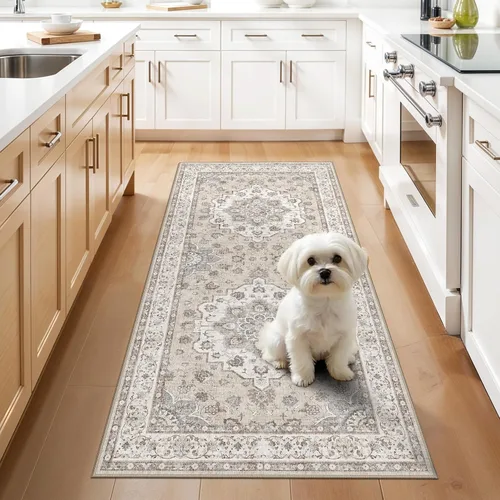 Miniatura 31 de Alfombra lavable de 2 x 3 pies para entrada: alfombras vintage con respaldo antideslizante para cocina, baño, alfombra resistente al agua