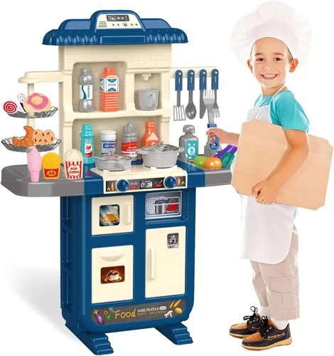 Miniatura 8 de Doloowee Juego de cocina para niños, juguete de cocina para niños pequeños de 3 a 5 años con más de 40 accesorios, juego de cocina de juguete