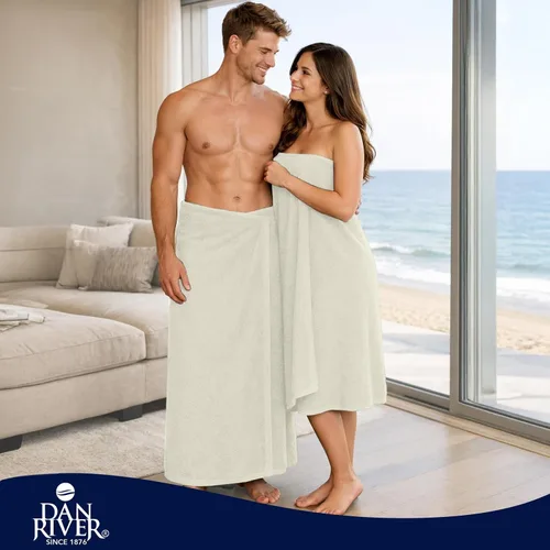 Miniatura 148 de DAN RIVER Paquete de 2 sábanas de baño de 35x70 pulgadas, sábanas de baño jumbo acanaladas para adultos, toallas grandes gruesas y absorbentes