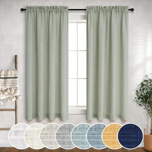 Miniatura 14 de Cortinas blancas puras de 38 pulgadas de ancho para dormitorio, juego de 2 paneles de cortinas de privacidad con bolsillo para barra, cortinas