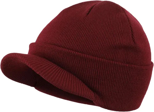 Miniatura 16 de Home Prefer - Gorro de invierno para hombre con visera, cálida y doble punto.