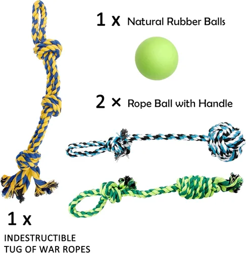 Miniatura 3 de Youngever Juguetes de cuerda para perros, juguetes masticables para cachorros, juguetes para perros medianos a grandes (paquete de 4)