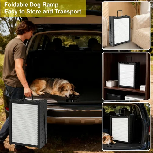 Miniatura 5 de Rampas de coche para perros, patas de apoyo de 8 alturas, 220 libras, antideslizantes, perros grandes Tamaño de mano para un fácil almacenamiento
