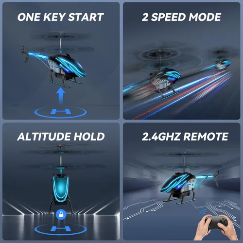 Miniatura 10 de BUSSGO Helicóptero RC, helicóptero de control remoto para niños con 30 minutos de vuelo (2 baterías), modos de luz LED 7+1, sujeción de altitud