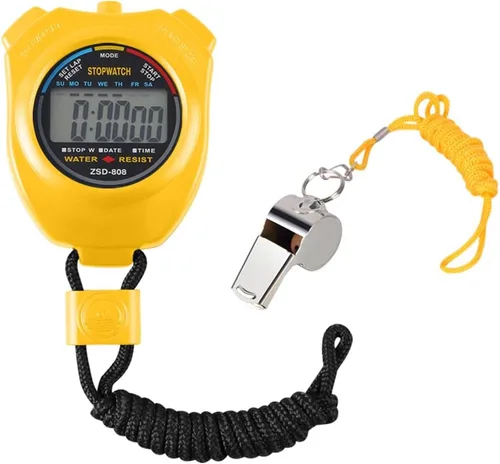 Vicloon Reloj digital LCD, contador deportivo, cronómetro portátil con silbato de acero inoxidable, aplicado a correr, fútbol, baloncesto, natación
