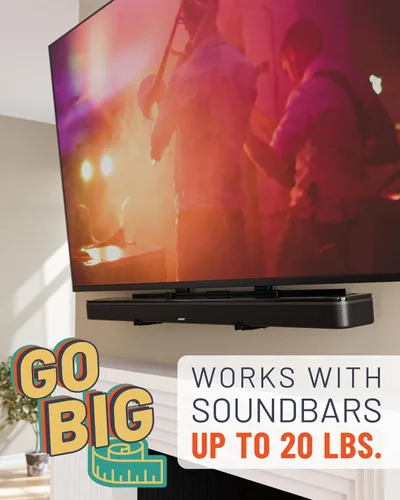Miniatura 4 de ECHOGEAR Soporte de barra de sonido XL para altavoces de hasta 20 libras – Se fija a televisores de hasta 86 pulgadas o montantes de madera de 16 a