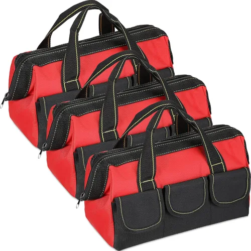 Sanwuta - Paquete de 3 bolsas para herramientas, alta resistencia, fondo rígido impermeable, boca ancha, para electricista, carpintero, mecánico, 16