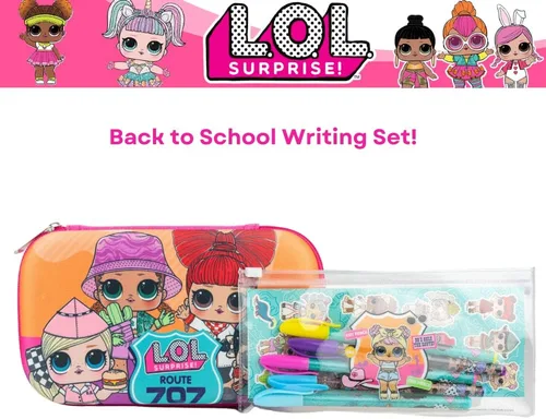 Miniatura 8 de Innovative Designs Set de estuches para lápices LOL Surprise Dolls con pegatinas LOL y bolígrafos de gel para niñas, moldeado con cierre de L.O.L