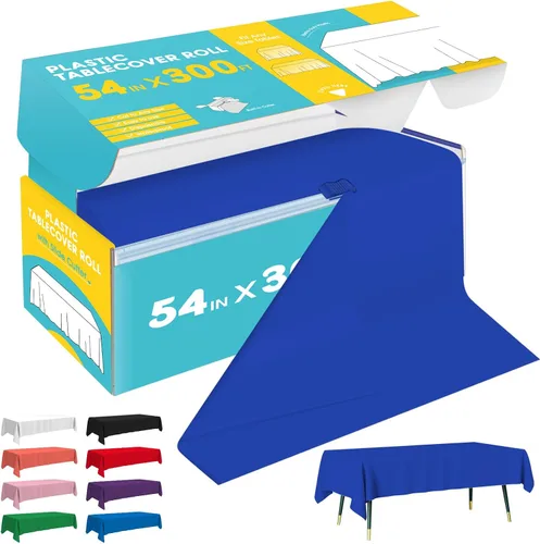 Miniatura 3 de Niuara Rollo de mantel de plástico negro - 40 pulgadas x 100 pies, mantel para mesa rectangular con cortador deslizante, mantel de plástico