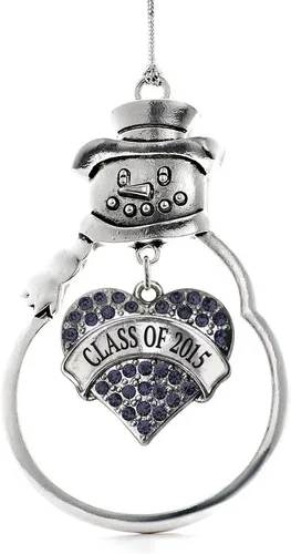 Miniatura 24 de Inspired Silver - Fuerza Aérea - Adorno de Navidad plateado - Adorno de árbol de Navidad con colgante de corazón azul con circonita cúbica